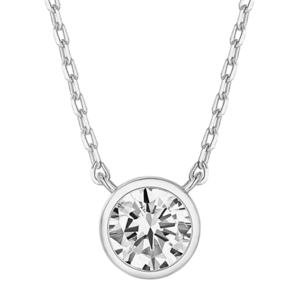 PAVOI 1.00 ct (D Color, VVS Clarity) CZ Solitaire Choker Necklace w/ Silk Pouch